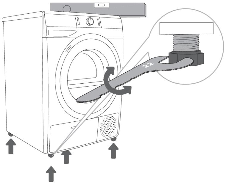 GORENJE DNE92/GND - DNE92/GND - Réglage des pieds du sèche-linge - 1