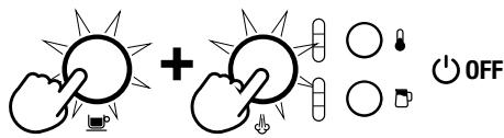 Diagram showing two hands holding suns with icons for lighting, a lock, and a OFF button