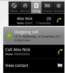 ARCHOS 35 SMART HOME - From the Call log tab - 1