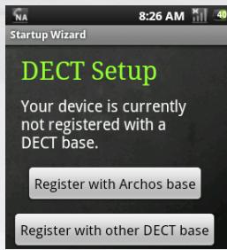 ARCHOS 35 SMART HOME - Registering an ARCHOS handset with an ARCHOS DECT base during the startup wizard - 1