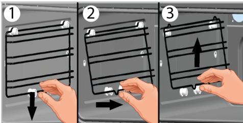 BEKO BBCW13400DX - Pour retirer les étagères métalliques latérales : - 1