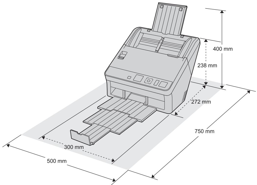 PANASONIC KV-S1057C - Espace requis autour du scanner - 1