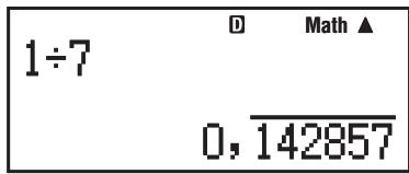 CASIO FX-86DE PLUS - Anzeigen eines Rechnungsergebnisses als periodische Dezimalzahl - 10