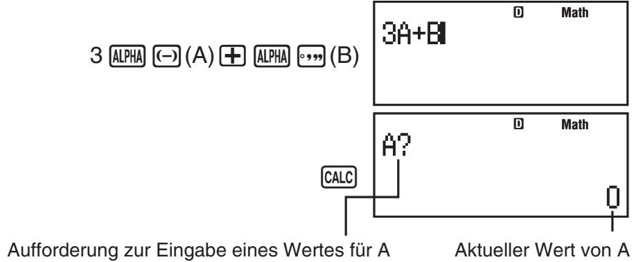 CASIO FX-86DE PLUS - Verwenden von CALC (nur fx-991DE PLUS) - 1