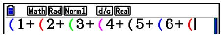 CASIO GRAPH90+E PYTHON - ■ Couleurs des parenthèses pendant la saisie d'une formule de calcul - 1