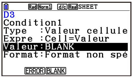 CASIO GRAPH90+E PYTHON - - Configuration des paramètres du type de condition Valeur cellule - 3