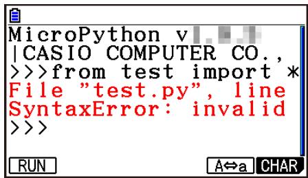 CASIO GRAPH90+E PYTHON - - Utilisation des messages d'erreur pour effectuer le débogage - 1