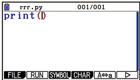 CASIO GRAPH90+E PYTHON - - Exemple de saisie 1 : Pour utiliser la fonction de catalogue afin de saisir « print() » - 1