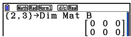 CASIO GRAPH90+E PYTHON - Example 2 Définir une matrice de 2 lignes et de 3 colonnes pour la matrice B - 2