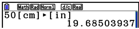 CASIO GRAPH90+E PYTHON - Example 1 Convertir 50~cm en pouces (inches) - 1