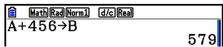 CASIO GRAPH90+E PYTHON - Exemple 2 Ajouter 456 à la variable A et sauvegarder le résultat dans la variable B - 2
