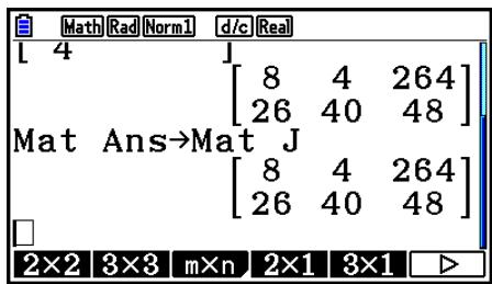 CASIO GRAPH90+E PYTHON - - Pour affecter une matrice créé à l'aide de l'écriture naturelle à une mémoire matricière spécifiée - 3
