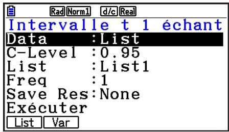 CASIO GRAPH90+E PYTHON - - Intervalle t à 1 échantillon - 1