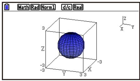 CASIO GRAPH90+E PYTHON - Example 1: Pour dessiner un graphe 3D d'une sphère (x^2 + y^2 + z^2 = 2^2) - 5