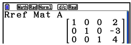 CASIO GRAPH90+E PYTHON - - Forme échelonnée réduite par rapport aux lignes [OPTN]-[MAT/VCT]-[Rref] - 1
