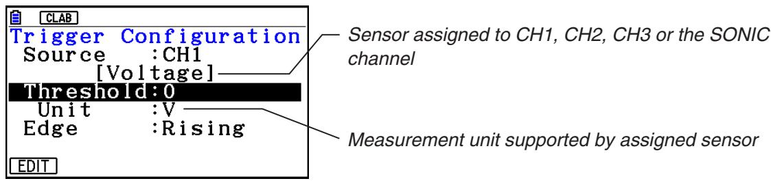 CASIO GRAPH90+E PYTHON - - To specify the trigger threshold value and trigger edge type - 1