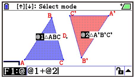 CASIO GRAPH90+E PYTHON - Exemple : Pour calculer la somme des aires de deux triangles affichés, puis afficher l'expression et les résultats du calcul - 4