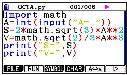 CASIO GRAPH90+E PYTHON - Example : - 2