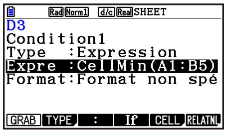 CASIO GRAPH90+E PYTHON - - Configuration des paramètres du type de condition Expression - 1