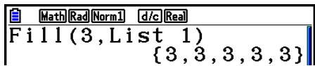 CASIO GRAPH90+E PYTHON - Exemple Remplacer tous les éléments de données de la liste 1 par le nombre 3 - 1