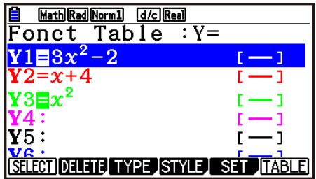 CASIO GRAPH90+E PYTHON - Exemple Générer un tableau de valeurs pour les fonctions stockées dans les zones de mémoire Y1 et Y3 de la liste de relation de tableau - 1