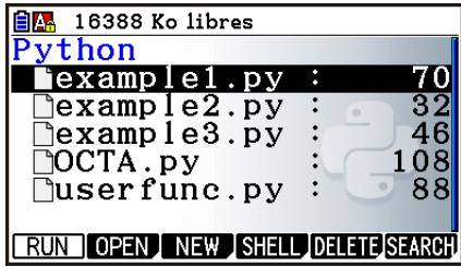 CASIO GRAPH90+E PYTHON - Écran de liste des fichiers - 2
