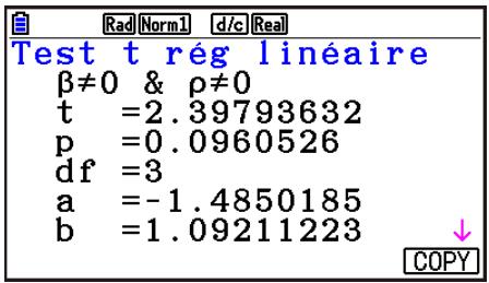 CASIO GRAPH90+E PYTHON - - Test t à régression linéaire - 2