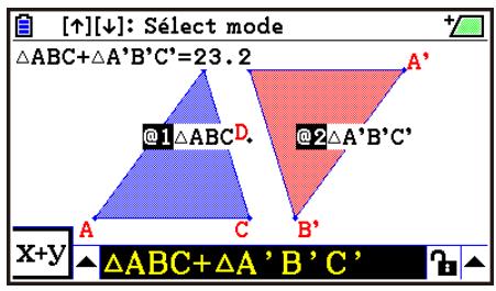 CASIO GRAPH90+E PYTHON - Exemple : Pour calculer la somme des aires de deux triangles affichés, puis afficher l'expression et les résultats du calcul - 5