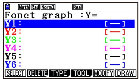 CASIO GRAPH90+E PYTHON - Écran de la liste de relation du graphe et couleur du graphe - 1