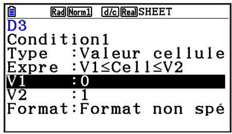 CASIO GRAPH90+E PYTHON - - Configuration des paramètres du type de condition Valeur cellule - 2