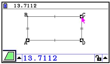 CASIO GRAPH90+E PYTHON - Exemple : Pour utiliser le rectangle ABCD pour déterminer les aires des triangles formés par les points A, D et B et par les points A, D et C - 3
