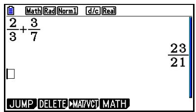 CASIO GRAPH90+E PYTHON - ■ Affichage des résultats de calculs en mode d'écriture mathématique - 1