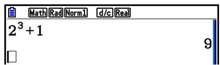 CASIO GRAPH90+E PYTHON - Example 1 Pour saisir 2^3 + 1 - 10