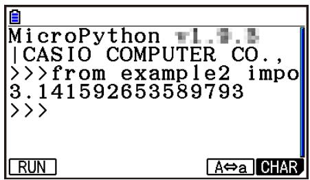 CASIO GRAPH90+E PYTHON - Résultat de l'exécution - 1