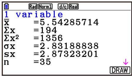 CASIO GRAPH90+E PYTHON - ■ Affichage des résultats du calcul d'un graphe à variable unique - 1