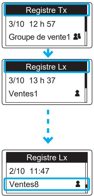 ICOM IP501H - Sélectionnez un destinataire dans l'histoire d'appels - 2