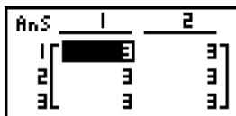 CASIO GRAPH35+EII PYTHON - Exemple 1 Remplir tous les éléments de la matrice A par la valeur 3 - 1