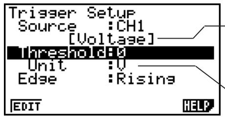 CASIO GRAPH35+EII PYTHON - - To specify the trigger threshold value and trigger edge type - 1