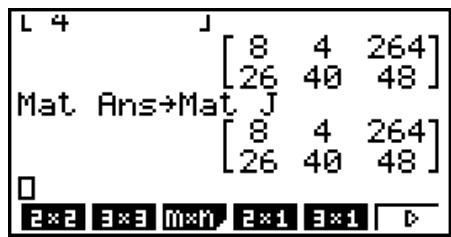 CASIO GRAPH35+EII PYTHON - - Pour affecter une matrice créé à l'aide de l'écriture naturelle à une matrice du mode MAT - 1