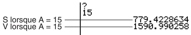 CASIO GRAPH35+EII PYTHON - Calculer l'aire (cm^2) et le volume (cm^3) de trois octaèdres réguliers dont les côtés mesurent 7, 10 et 15 cm - 4