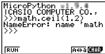 CASIO GRAPH35+EII PYTHON - - Exemple d'opération : Pour utiliser les fonctions du module math - 1