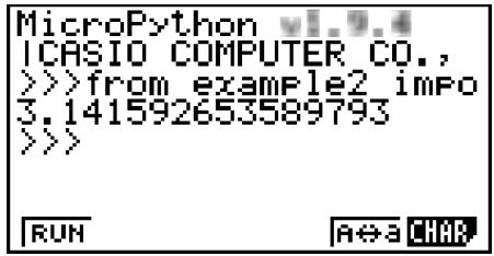 CASIO GRAPH35+EII PYTHON - Résultat de l'exécution - 1