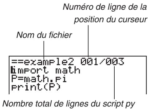 CASIO GRAPH35+EII PYTHON - Écran de l'éditeur de script - 1