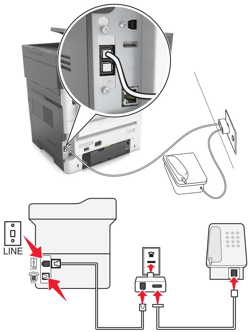 LEXMARK MX617DE - Connexion de l'imprimante à une prise murale non RJ11 - 1