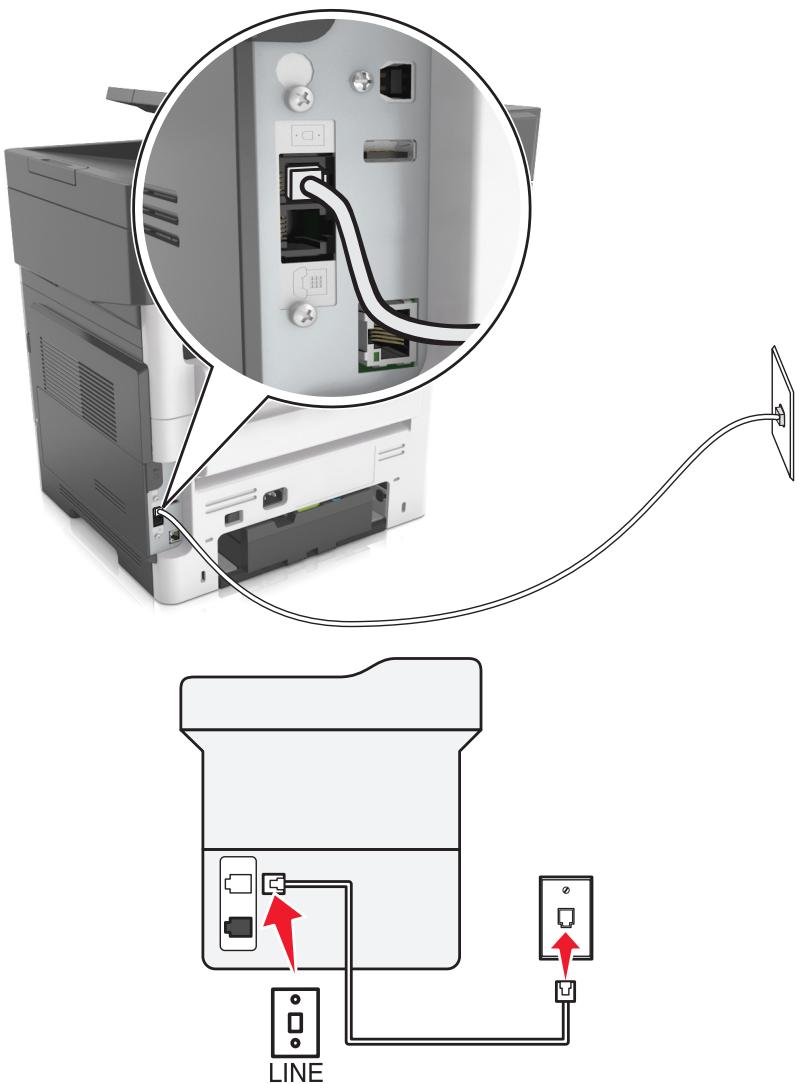 LEXMARK MX617DE - Configuration de la télécopie à l'aide d'une ligne téléphonique standard - 4