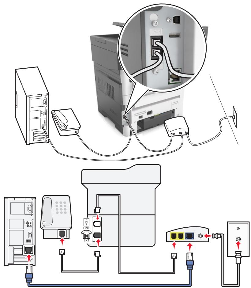 LEXMARK MX617DE - Configuration 1 : l'imprimante est directement connectée à un modem câble - 1
