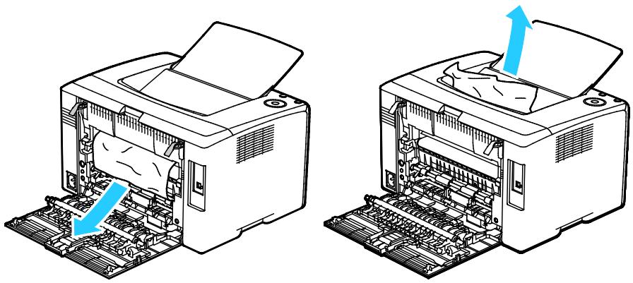 XEROX 6020V - Élimination des incidents papier à l'arrière de l'imprimante - 3