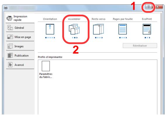KYOCERA ECOSYS P2235DW - Affichage de l'aide du pilote d'imprimante - 1