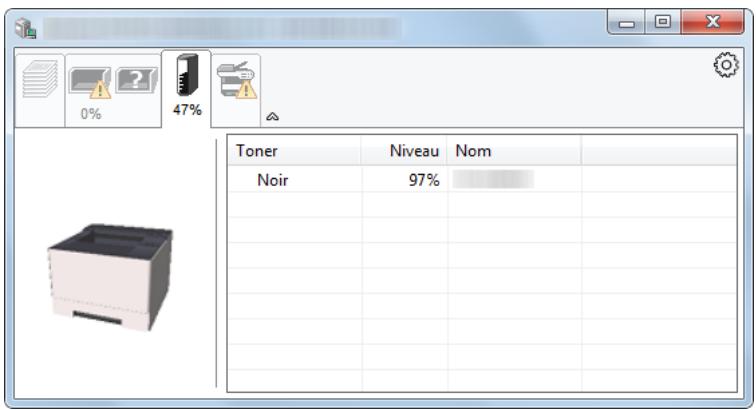KYOCERA ECOSYS P2235DW - Onglet état cartouche - 1
