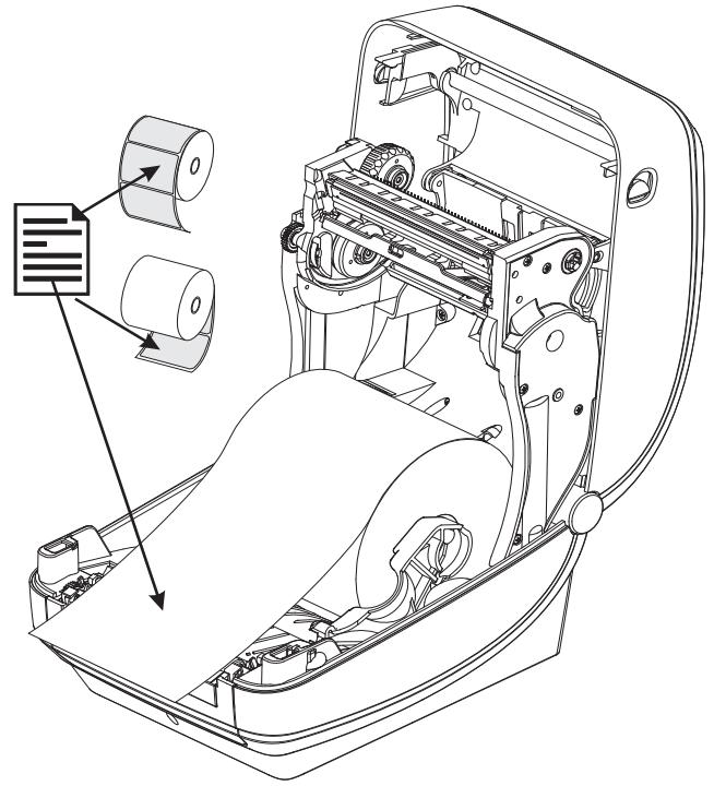 ZEBRA GX430T - Placement du rouleau dans le compartment papier - 4